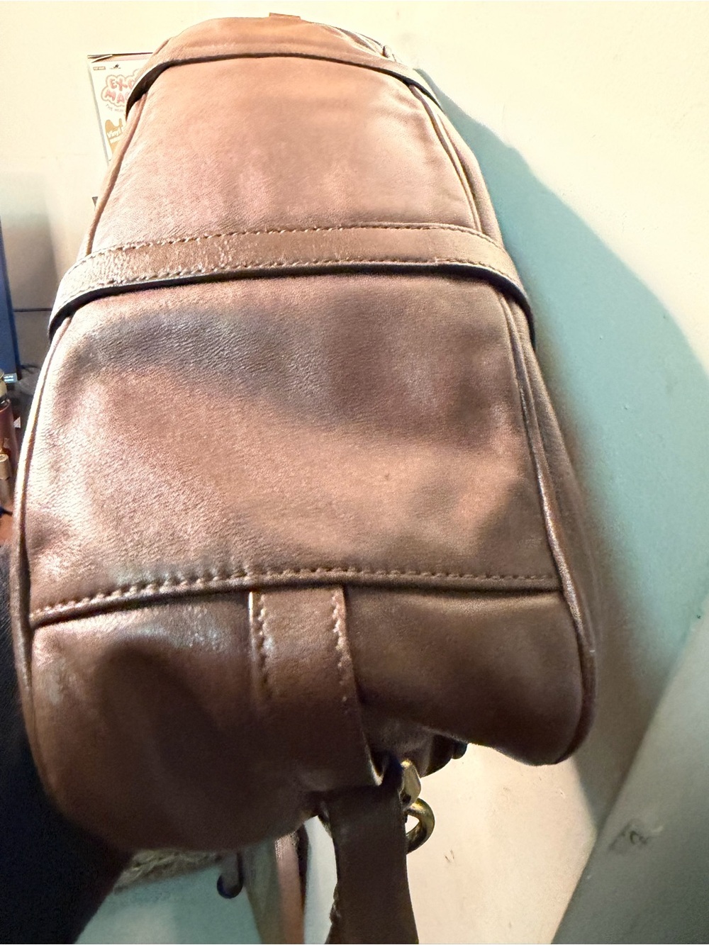 Authentic Prada Dark Brown Leather Satchel with Gold Hardware - Picture 6 of 14